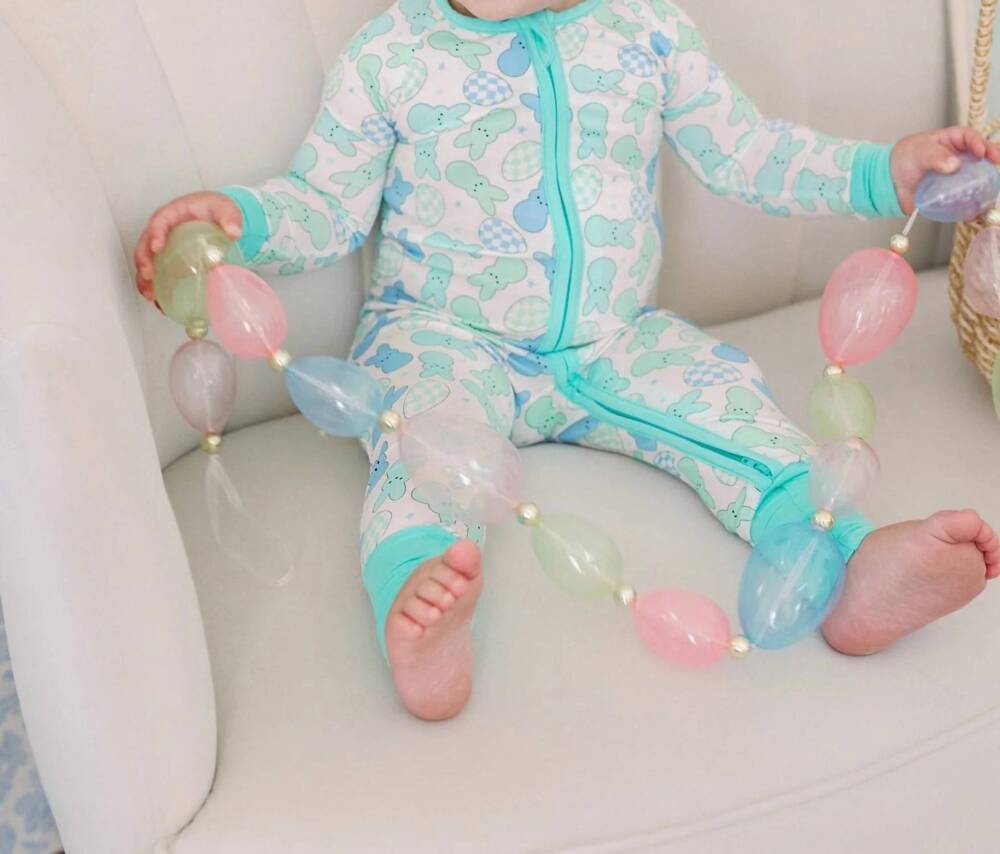 NEW SMALL SHOP kids rockin bunny bamboo zipper romper in blue